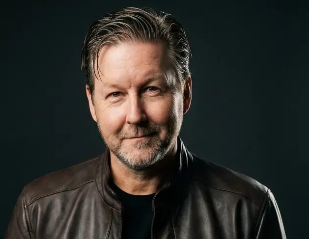 BravoBay HQ Tour Headshot of David, our VP of Creative Development, in a brown leather jacket